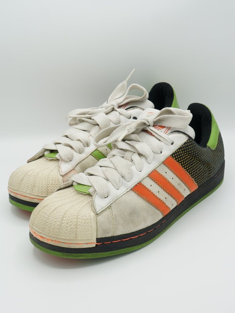 Vintage '08 Adidas Superstar Shell Toe Men's Size 11.5 White Green Orange